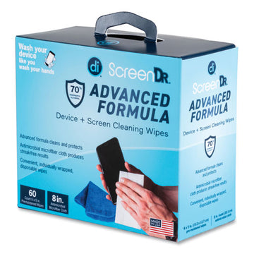 Digital Innovations Screendr Device And Screen Cleaning Wipes, Includes 60 White Wipes And 8" Microfiber Cloth, 6 X 5 freeshipping - TVN Wholesale